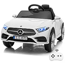 Little Brown Carro, Carrinho Elétrico 1 Assentos 12V, com Luzes de LED e Controle Remoto, Branco