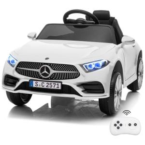 Little Brown Carro, Carrinho Elétrico 1 Assentos 12V, com Luzes de LED e Controle Remoto, Branco