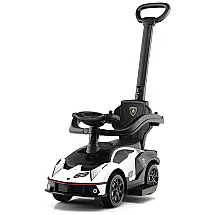 Carrinho Infantil 3 em 1 GLACIER Lamborghini Branco, com Alça, Apoio de Braço, Buzina e Apoio para Pés Ajustável para 1-3 Anos