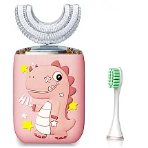 Escova de Dentes Elétrica Infantil Ultrassônica em Forma de U com 6 Modos IPX7 á Prova d, SEMLOO, Rosa