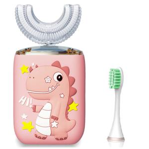 Escova de Dentes Elétrica Infantil Ultrassônica em Forma de U com 6 Modos IPX7 á Prova d, SEMLOO, Rosa