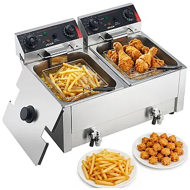 Fritadeira Elétrica Comercial VEVOR Duplo