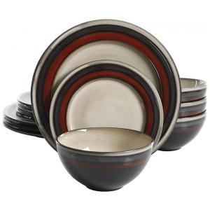 Aparelho de Jantar com 12 Peças em Cerâmica, Gibson Elite Everston , Vermelho e Creme