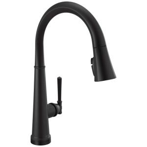 Torneira Cozinha com Tecnologia Tecnologia Touch2O e Pulverizador Pull Down, Delta Emmeline 9182T-BL-DST, Preto Fosco