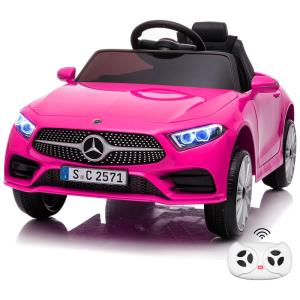 Little Brown Carro, Carrinho Elétrico 1 Assento 12V, com Luzes de LED e Controle Remoto, Rosa