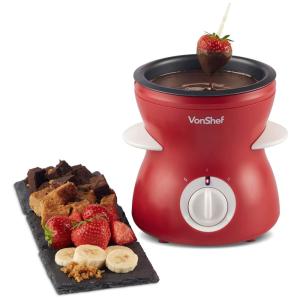 Panela de Fondue Elétrica com 2 Modos e 10 Garfos, 500 mL, 20W, 110v, VONSHEF, Vermelho