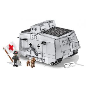 Kit de Construção Tanque Sturmpanzerwagen A7V da Grande Guerra com 842 Peças, COBI, Cinza