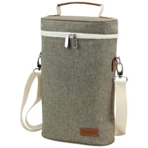Zormy Bolsa Térmica Para Transporte de Vinhos até 2 Garrafas, Cinza Claro