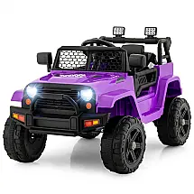 Caminhão Elétrico Infantil OLAKIDS Roxo 12V Jeep 2 Velocidades Controle Remoto Suspensão Porta Dupla LED Música USB MP3 TF