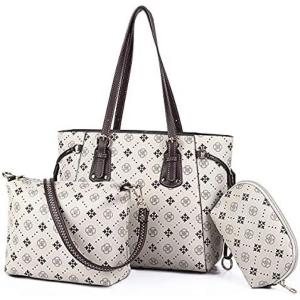 K.EYRE Bolsa Feminina de Ombro com Alça Superior, Carteira e Bolsa Transversal, 3 Un, Branco