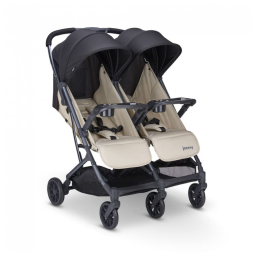 Carrinho de Bebê Duplo com Assentos Reclináveis e Dobra com Uma Mão, Joovy X2, Bege Areia