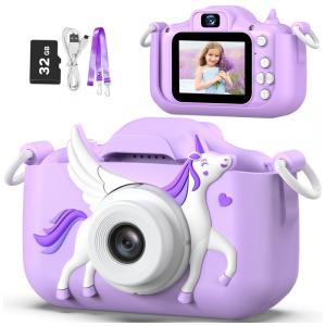 Câmera Digital Infantil Goopow com Capa Protetora e Cartão SD 32GB para Crianças 3-9 Anos