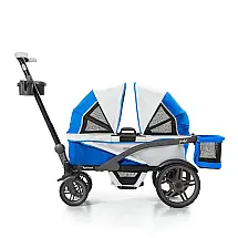 Carrinho de Passeio para 2 Crianças Multifuncional com Cobertura Removível e Dobramento, até 90 kg, Gladly Family, Azul