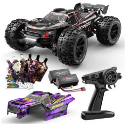 Carrinho de Controle Remoto Off Road sem Escova, Escala 1:14 com Velocidade até 74 km/h e 2 Baterias 3S, Jetwood, Preto e Vermelho