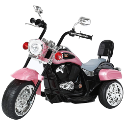 Moto Elétrica Infantil a Bateria 6V com Luzes LED, Buzina, 2 Velocidades e Marcha Ré, Freddo, Rosa