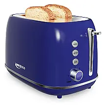 Torradeira Retro Keenstone 2 Fatias Inox Azul Escuro, Fendas Largas, 6 Níveis de Tostagem, 800 W, 110 V