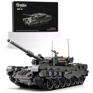 Kit de Construção Tanque Militar Leopard II A4 com 1686 Peças, Nifeliz, Cinza Escuro