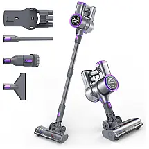 Aspirador de Pó Multifuncional AIMILER sem Fio com Acessórios, Painel LED e Sucção Potente 33000PA, 110V 450W, Cinza e Roxo