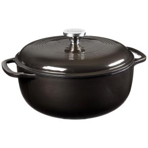 EC6D18 Panela de Ferro Fundido 6 Litros Forno Holandês Esmaltado e Antiaderente, LODGE EC6D18PLT, Preto