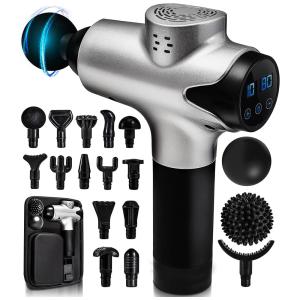 CHIROGUN Massageador Pistola Elétrico Profissional Sem Fio 14 Acessórios, Preto