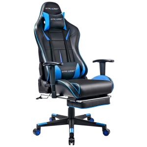 GTRACING Cadeira Gamer Ergonômica Ajustável com Apoio para os Pés, Azul e Preta