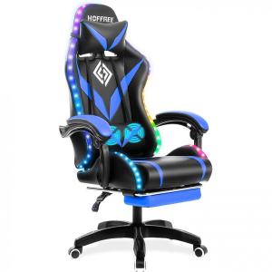Geepro Cadeira Gamer Ergonômica Reclinável com Luzes LED, e Roxa, VANSPACE, Violeta