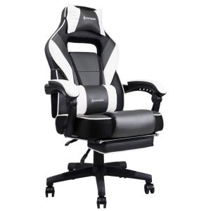 VON RACER Cadeira de Escritório Gamer Reclinável e Ergonômica com Apoio de Braço Ajustável, Preta e Branca