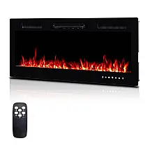 Lareira Elétrica ROVSUN 107x47cm 1500W 12 Cores LED Cristais Embutir 110V