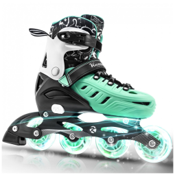 Patins Regulável e Ajustável para Crianças com Rodas Iluminadas, Tam BR 33 a 37, Kuxuan, Verde