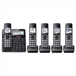Telefone Sem Fio Panasonic KX-TGF975B Preto/Prata com 5 Handsets, Link2Cell Bluetooth, Bloqueio Avançado de Chamadas, Gravação Bidirecional