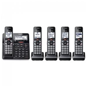 Telefone Sem Fio Panasonic KX-TGF975B Preto/Prata com 5 Handsets, Link2Cell Bluetooth, Bloqueio Avançado de Chamadas, Gravação Bidirecional