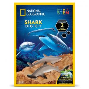 Kit de Escavação de Tubarões – Brinquedo Educativo STEM, Presente Criativo para Crianças, National Geographic