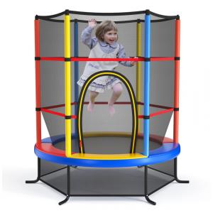 Trampolim Giantex para crianças, trampolim infantil aprovado pela ASTM 55 Mini com rede de segurança, design sem lacunas, fácil de montar