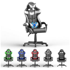 Cadeira Gamer Ergonômica Reclinável com Apoio Lombar e Cabeça, e Branca, SOONTRANS, Branco