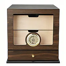 Humidor Cigarol Marrom Cedro Espanhol para 80-100 Charutos com Higrômetro Digital