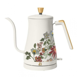 Chaleira elétrica pescoço de ganso Beautiful 1L inox Wildflower White Icing 1200W bico antiderramamento, 110V