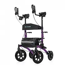 Andador Dobrável para Idosos com Assento e 4 Rodas para Todos os Terrenos, ELENKER, Roxo