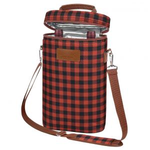 Bolsa Térmica Para Transporte de Vinhos Tirrinia até 2 Garrafas, Vermelho e Preto