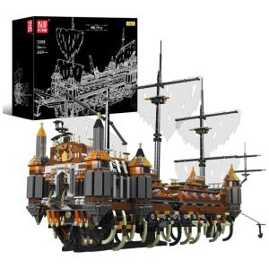 Kit de Construção Navio Pirata MOC Silent Mary Sailboat com 4147 Peças para Crianças e Adultos, Mould King, Marrom