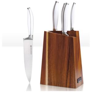 Conjunto de Facas em Aço Inoxidável com Bloco de Bancada, 6 Peças, Branca, KURSCHMANN AW6ACB, Branco