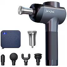 BOB AND BRAD Massageador Pistola Elétrico Profissional Sem Fio 5 Acessórios e 5 Velocidades, Preto