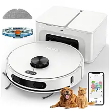 Robô Aspirador e Mop SHELIKI D60S MAX Branco Auto-Esvaziamento LiDAR 360° 220min 6000Pa
