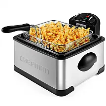 Fritadeira Elétrica Industrial a Óleo 4.5L com Controle de Temperatura, 1700W, Aço Inox, 110v, CHEFMAN 4.5 Liter Deep Fryer, Cinza