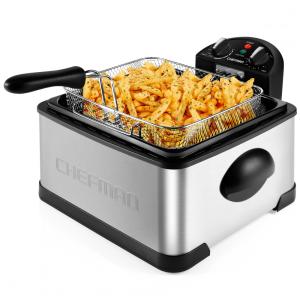 Fritadeira Elétrica Industrial a Óleo 4.5L com Controle de Temperatura, 1700W, Aço Inox, 110v, CHEFMAN 4.5 Liter Deep Fryer, Cinza