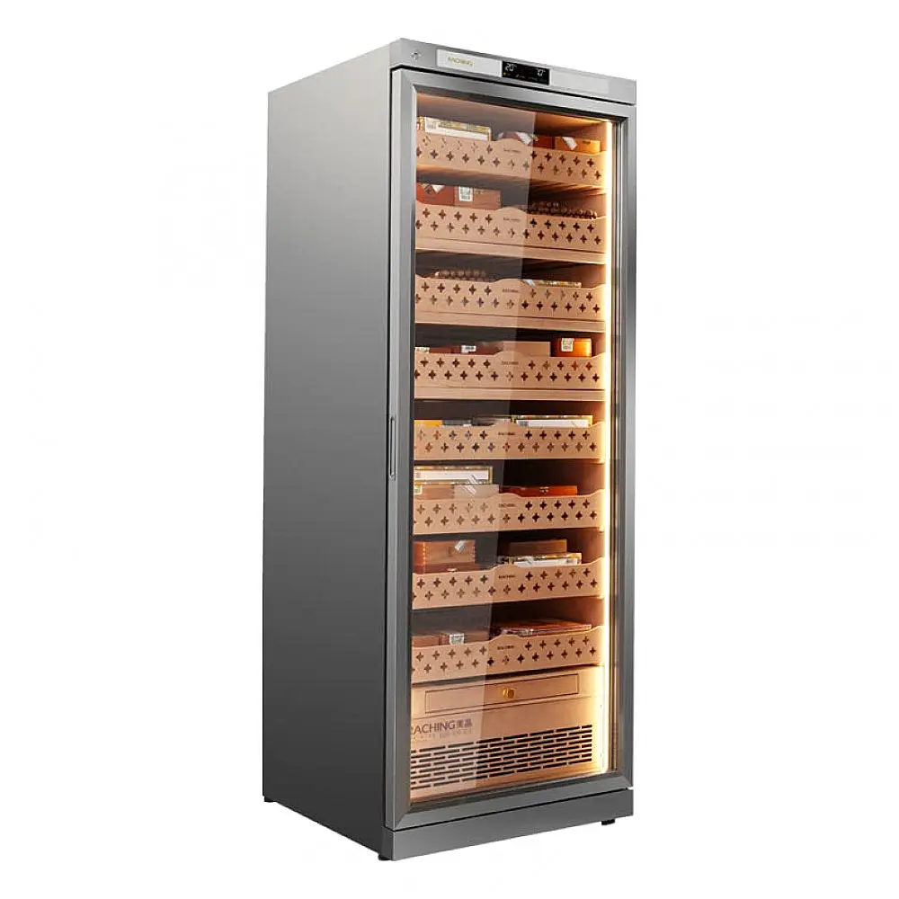 Humidor RACHING Prata 450L com Controle de Temperatura e Umidade para 2000 Charutos 110V