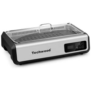 Techwood Churrasqueira Elétrica Portátil, com Antiaderente, 1500W, 110V, Prata