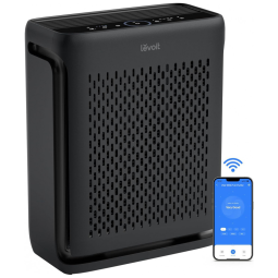Purificador de Ar LEVOIT Vital 100SP Preto para Ambientes Amplos com Monitor de Qualidade do Ar, Conexão WiFi, Filtro Lavável