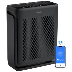 Purificador de Ar LEVOIT Vital 100SP Preto para Ambientes Amplos com Monitor de Qualidade do Ar, Conexão WiFi, Filtro Lavável