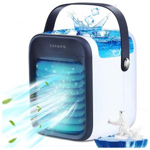 LISOPO Climatizador Portátil Recarregável com Luz LED em 7 Cores, Azul