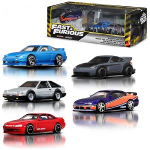 Colecionáveis Hot Wheels, Conjunto Premium Velozes e Furiosos: Desafio em Tóquio, 5 Veículos em Miniatura Escala 1:64 do Filme